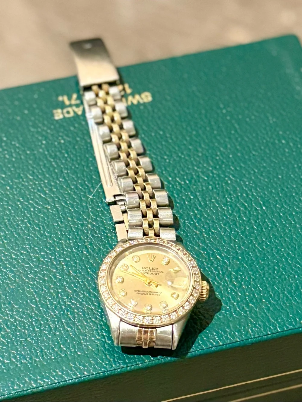 Rolex Two-Tone Gold and Silver Diamond Bezel Datejust Watch